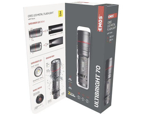 Emos Ultibright 70 LED kovová svítilna s obalem