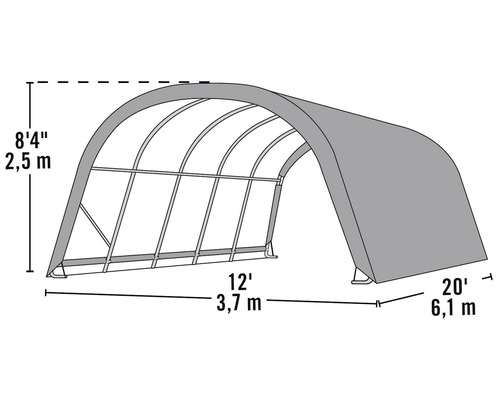 Obrázek přístřešku na nářadí s rozměry
