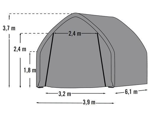 Obrázek s rozměry skladovací haly