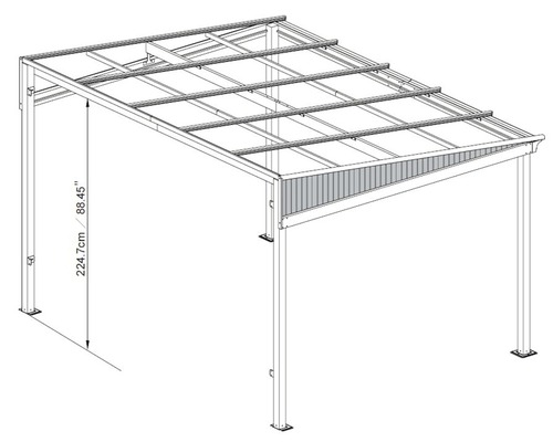 Obrázek altánu s uvedením výšky