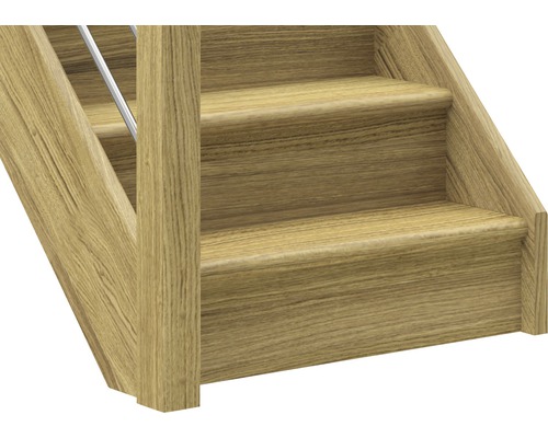 Detail dřevěného schodiště se zábradlím