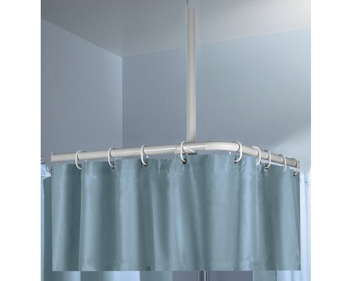 Rohová sprchová tyč se sprchovým závěsem a stropní podpěrou