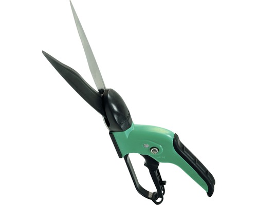 Nůžky na okraje trávníku se zelenou rukojetí a černými čepelemi