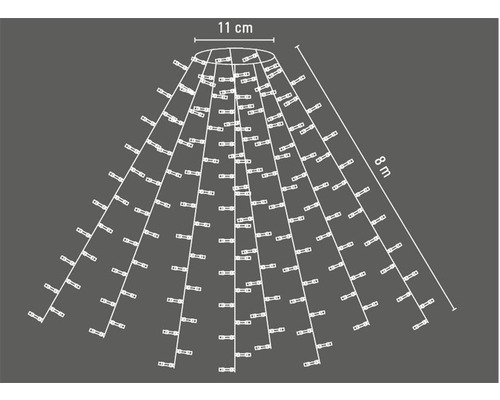 Světelný řetěz Lafiora stožár 8 m + 10 m přívodní kabel 800 LED s časovačem, teplé bílé světlo