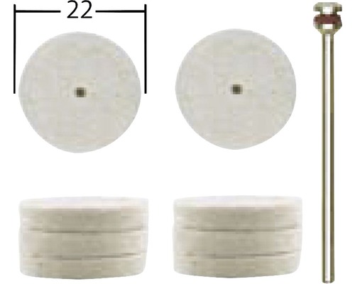 Plstěný kotouč o průměru 22 mm a stopkou