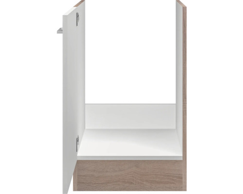 Otevřená koupelnová skříňka s dřevěným efektem