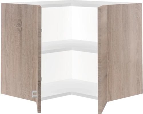 Rohová závěsná skříňka s policemi