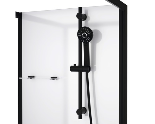 Sprchový kout s sprchovou baterií a poličkou