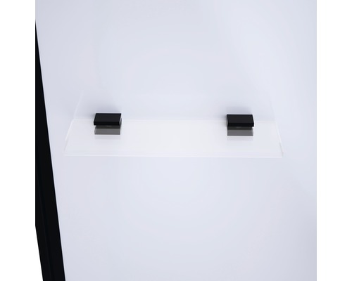 Police z čirého skla s držákem ve sprchovém koutě