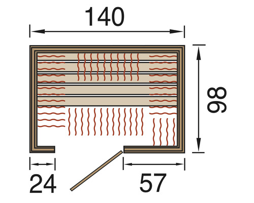 Nákres sauny s rozměry