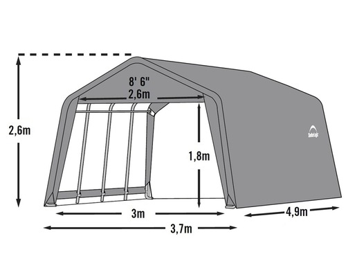 Obrázek přístřešku s rozměry.