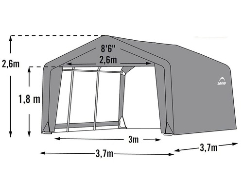 Obrázek úložného přístřešku ShelterLogic s rozměry