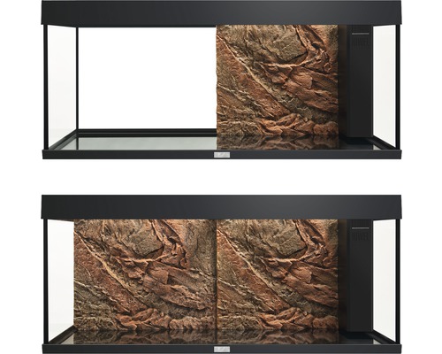 Akvárium s pozadím imitujícím skálu