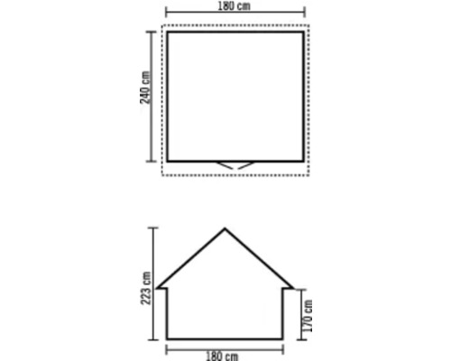 Půdorys zahradního domku s rozměry