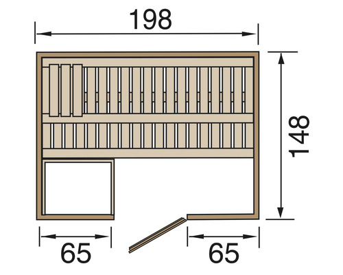 Nákres sauny s rozměry