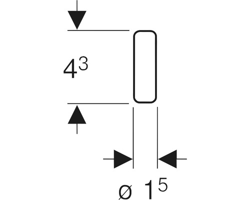 Technický výkres s rozměry 43 a průměrem 15