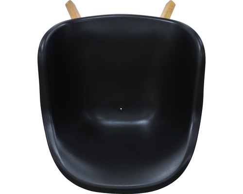 Černá korba kolečka s dřevěnými rukojeťmi