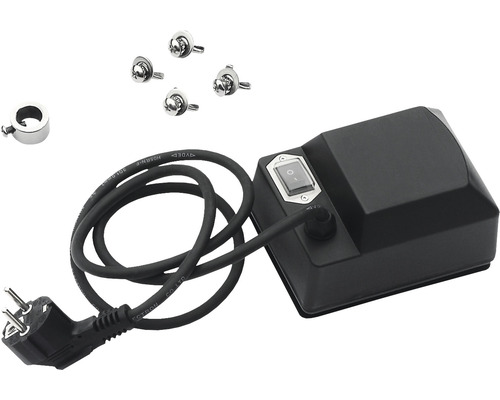 Elektrický transformátor se zástrčkou a upevňovacím materiálem