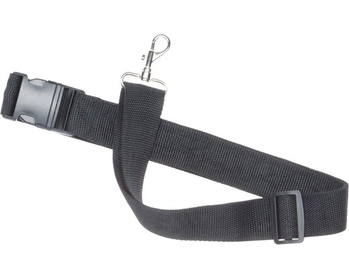 Černý popruh s přezkou a karabinou
