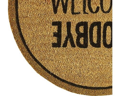 Výřez rohožky s nápisem Vítejte a Sbohem.