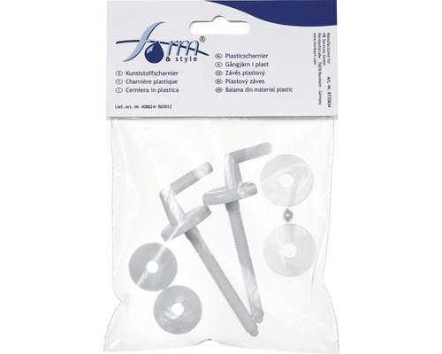 Balení s plastovými panty a podložkami