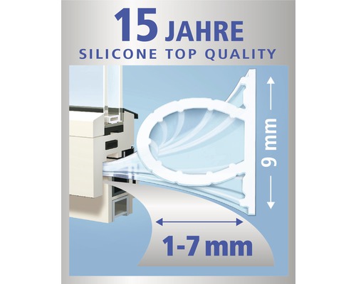 Profil těsnění dveří o rozměrech 9 mm x 1–7 mm