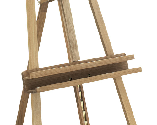 Detail dřevěného malířského stojanu s držákem plátna