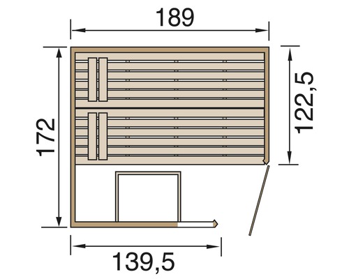 Půdorys sauny s rozměry