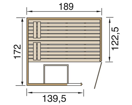 Půdorys sauny s rozměry