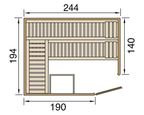 Půdorys sauny s rozměry