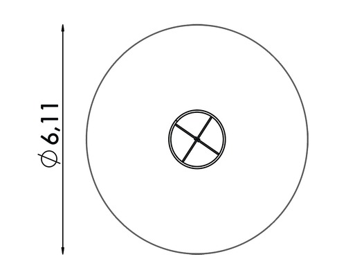 Technický nákres kruhu o průměru 6,11