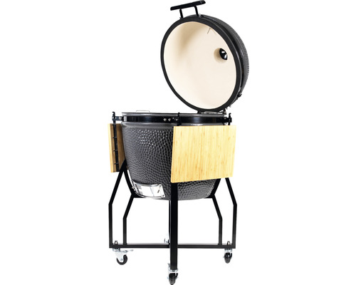 Keramický gril s otevřeným víkem a bočními stolky