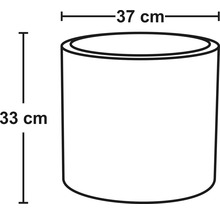 Technický nákres květináče o rozměrech 37 centimetrů šířky a 33 centimetrů výšky.