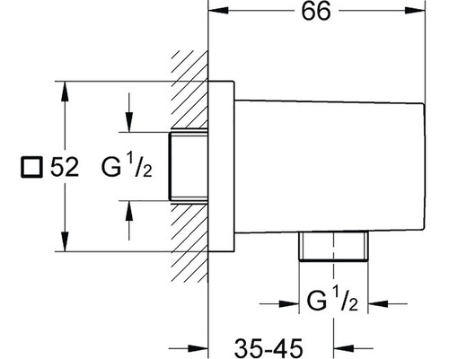 Technický výkres vodovodní baterie s rozměry