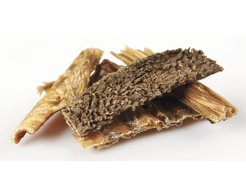 Pamlsek pro psy ze sušených hovězích drštěk