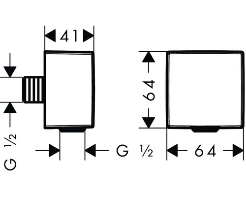 Technický výkres koupelnového příslušenství s rozměry