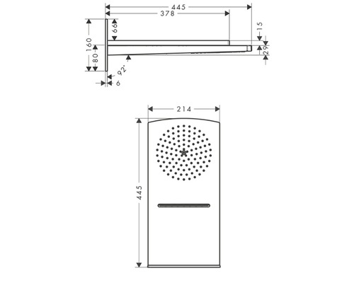 Technický výkres sprchového panelu s rozměry