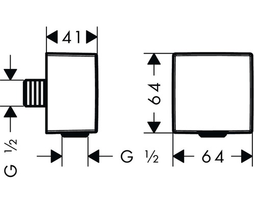 Technický nákres koupelnového doplňku s rozměry
