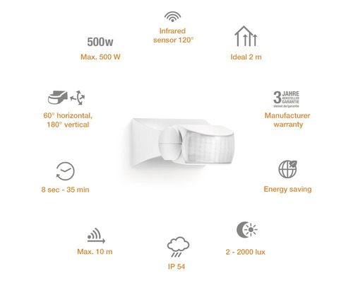 Pohybové čidlo Steinel IS1 600310 IP54 220V bílé