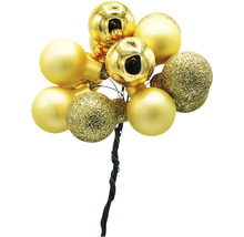 Dekorativní vánoční koule zlaté barvy s drátěným stonkem