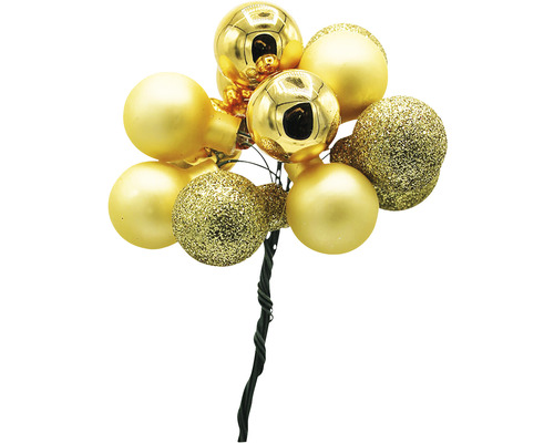 Dekorativní vánoční koule zlaté barvy s drátěným stonkem