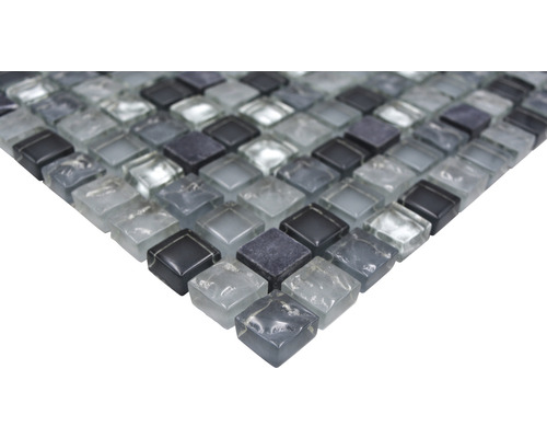 Mozaiková dlaždice ze skla a kamene, čtvercová