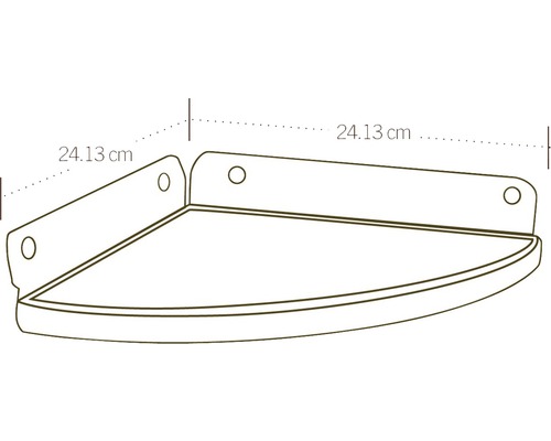 Rohová police s rozměry 24,13 cm