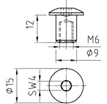 Technický nákres šroubu s rozměry
