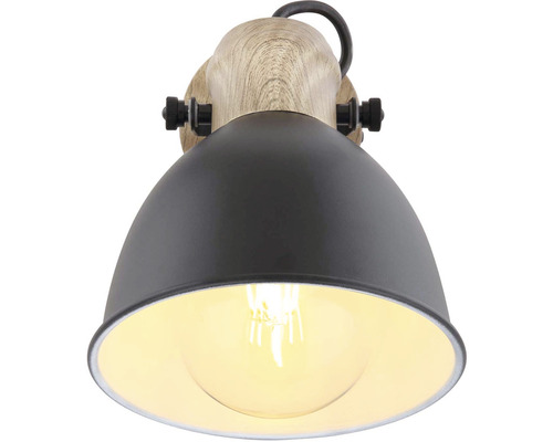 Nástěnné svítidlo s dřevěným držákem a kovovým stínidlem