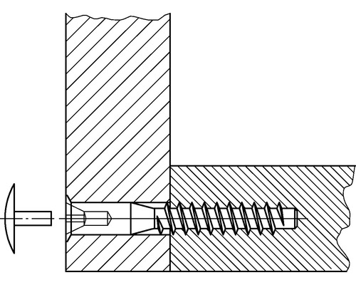 Ilustrace dřevěného spoje se šroubem