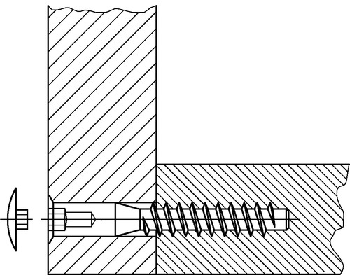 Výkres šroubu spojujícího dva kusy dřeva