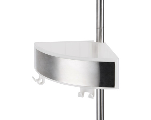 Rohová police s tyčí do koupelny