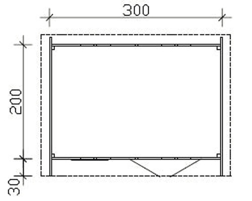 Technický výkres regálu s rozměry