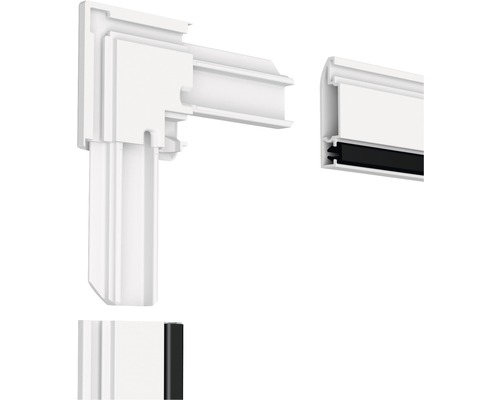 Detailní pohled na okno proti hmyzu s profilovým rámem a rohovým konektorem